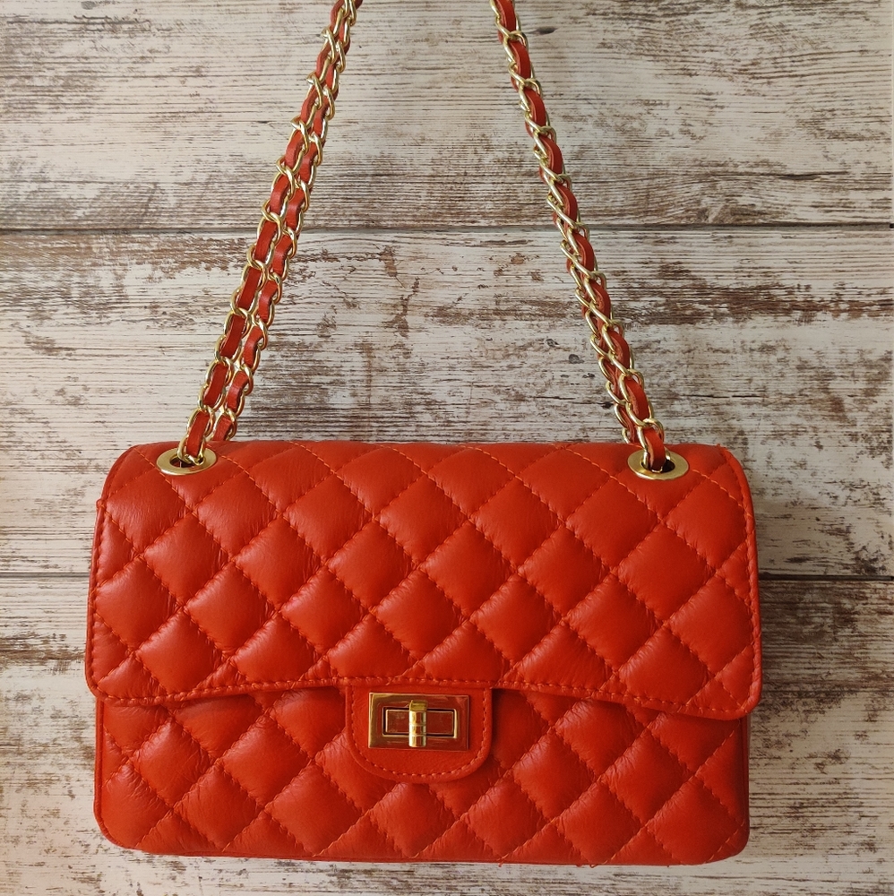 Genuine leather quilted Borse in Pelle made in Italy.